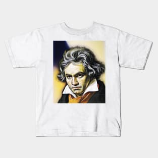 Ludwig van Beethoven Yellow Colourful Portrait | Ludwig van Beethoven Artwork 9 Kids T-Shirt